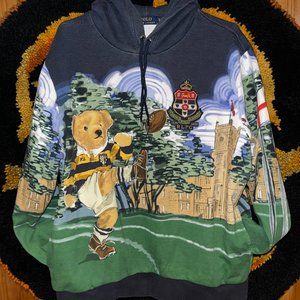 Polo Ralph Lauren Mens Limited Edition Football Rugby Kicker Bear Hoodie
